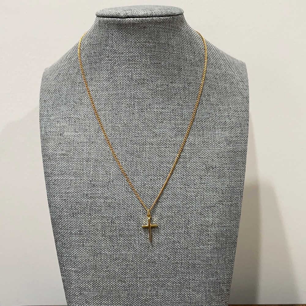 Gold tone cross necklace